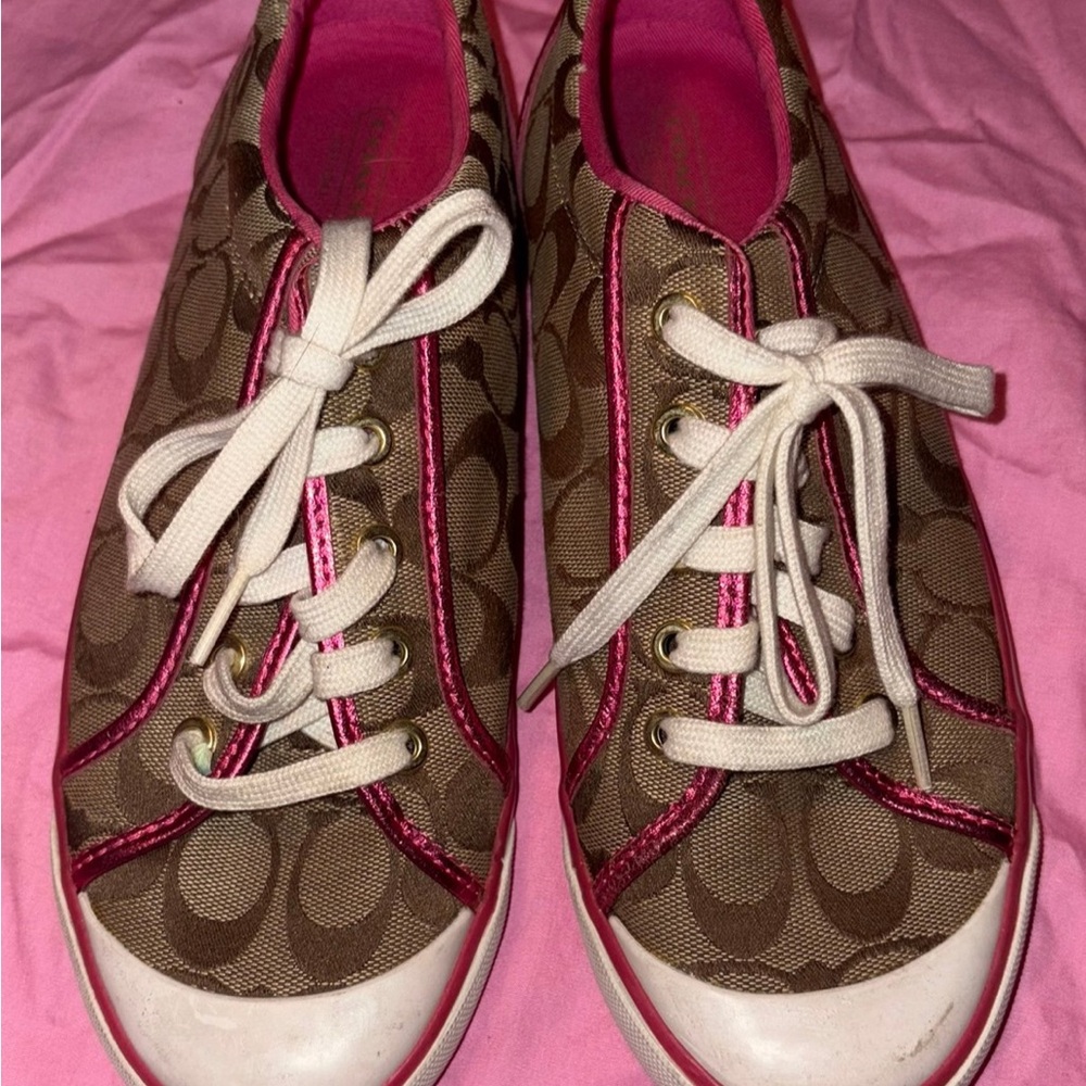 Coach pink metallic barrett shoes
